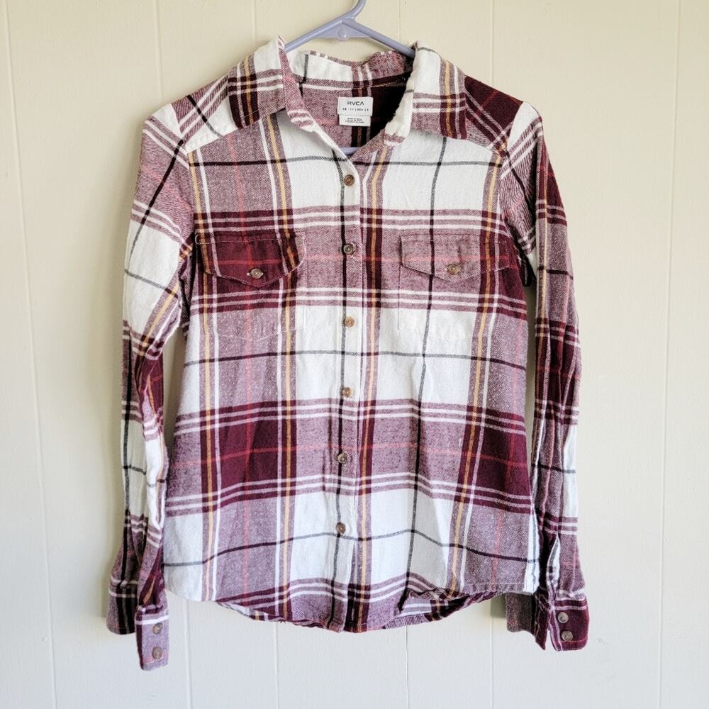 RVCA Long Sleeve Plaid Button Down Shirt